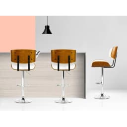 White Leather Gas Lift Bar Stools Adjustable Swivel Counter Chairs Modern Kitchen Dining Seating