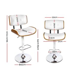 White Leather Gas Lift Bar Stools Adjustable Swivel Counter Chairs Modern Kitchen Dining Seating
