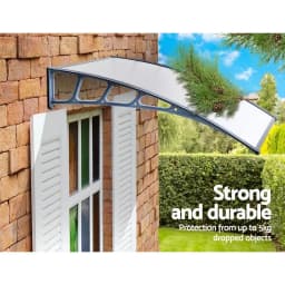 Window Door Awning Canopy 1.5x2m Transparent Rain Shelter Grey Plastic Frame Outdoor Entrance Cover