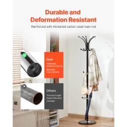 SucceBuy Freestanding Coat Rack Metal Coats Rack Stand with Umbrella Holder Marble Base &14 Hooks Hall Coat Tree for Living Room