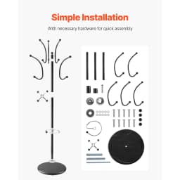 SucceBuy Freestanding Coat Rack Metal Coats Rack Stand with Umbrella Holder Marble Base &14 Hooks Hall Coat Tree for Living Room