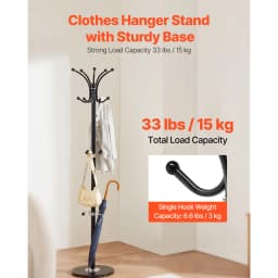 SucceBuy Freestanding Coat Rack Metal Coats Rack Stand with Umbrella Holder Marble Base &14 Hooks Hall Coat Tree for Living Room