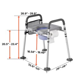 SucceBuy Bedside Commode Chair 500 lbs 4-in-1 Toilet and Raised Toilet Seat with Padded Seat Detachable 5L Bucket for Seniors
