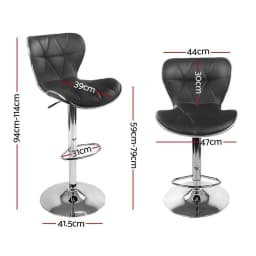 Set of 4 Adjustable Gas Lift Leather Bar Stools Black Swivel Counter Chairs with Footrest