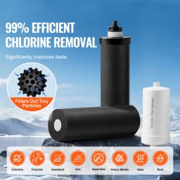 VEVOR Gravity-fed Water Filter System 2.25G 304 Stainless-Steel Countertop Filtration System with 2 Activated Carbon Filter
