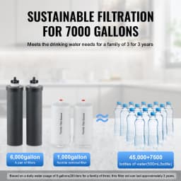 VEVOR Gravity-fed Water Filter System 2.25G 304 Stainless-Steel Countertop Filtration System with 2 Activated Carbon Filter