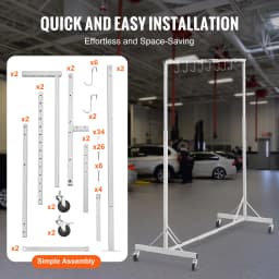 SucceBuy 66 lbs Painting Drying Rack 5-7ft Adjustable Height Automotive Paint Rack Stand with 8 Hooks for Auto Repair Shops