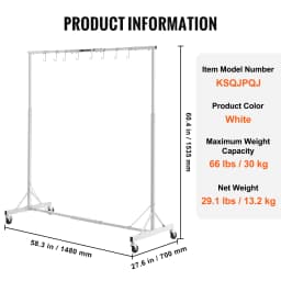 SucceBuy 66 lbs Painting Drying Rack 5-7ft Adjustable Height Automotive Paint Rack Stand with 8 Hooks for Auto Repair Shops