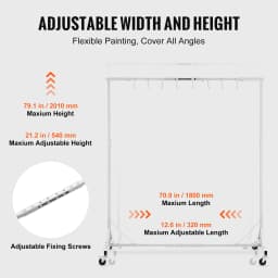 SucceBuy 66 lbs Painting Drying Rack 5-7ft Adjustable Height Automotive Paint Rack Stand with 8 Hooks for Auto Repair Shops