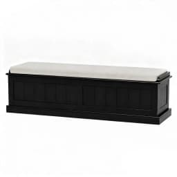 140cm Fluted Black Storage Ottoman Blanket Box Upholstered Bench Seat Shoe Storage Organizer for Bedroom Living Room Extra Large Capacity