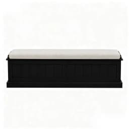 140cm Fluted Black Storage Ottoman Blanket Box Upholstered Bench Seat Shoe Storage Organizer for Bedroom Living Room Extra Large Capacity
