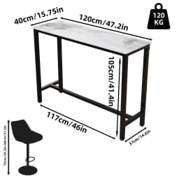 LUVODI 120cm Long Rectangular Bar Table Height Kitchen Breakfast Countertop Pub for Dining Room Business Area Offices Furniture
