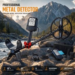 SUNPOW Premium Rechargeable Metal Detector Kit, 11" IP68 DD Coil 10" Depth, 6 Metal ID 5 Modes 24H Backlit LCD, Shovel Backpack Headphones for Gold Prospecting Beach Treasure Hunting