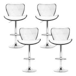 Set of 4 Adjustable Gas Lift Leather Bar Stools White Modern Kitchen Counter Chairs