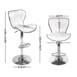 Set of 4 Adjustable Gas Lift Leather Bar Stools White Modern Kitchen Counter Chairs