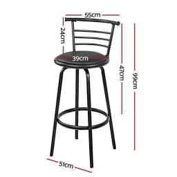 Set of 4 Swivel Leather Padded Metal Bar Stools Adjustable Height Durable Modern Kitchen Counter Chairs