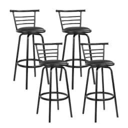 Set of 4 Swivel Leather Padded Metal Bar Stools Adjustable Height Durable Modern Kitchen Counter Chairs
