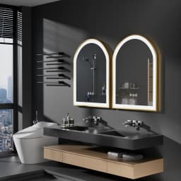 LUVODI Arch Framed LED Bathroom Mirror High-End Wall Mounted Toilet Washroom Dressing Makeup Mirror with Demister