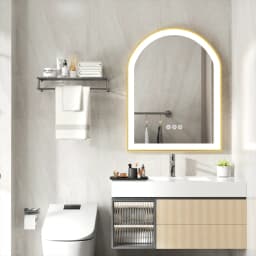 LUVODI Arch Framed LED Bathroom Mirror High-End Wall Mounted Toilet Washroom Dressing Makeup Mirror with Demister