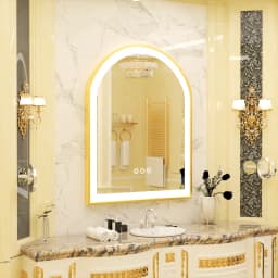 LUVODI Arch Framed LED Bathroom Mirror High-End Wall Mounted Toilet Washroom Dressing Makeup Mirror with Demister