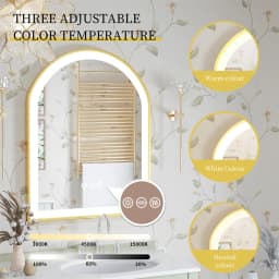 LUVODI Arch Framed LED Bathroom Mirror High-End Wall Mounted Toilet Washroom Dressing Makeup Mirror with Demister