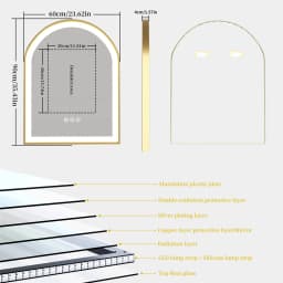 LUVODI Arch Framed LED Bathroom Mirror High-End Wall Mounted Toilet Washroom Dressing Makeup Mirror with Demister