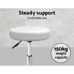 Set of 2 White Round Swivel Salon Stools Adjustable Height Chair for Beauty Spa Tattoo Reception Use
