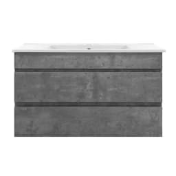 915mm Grey Bathroom Vanity Unit with Basin Modern Freestanding Sink Cabinet Compact Storage Wash Basin Set