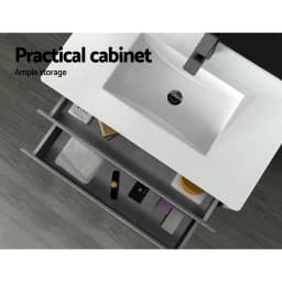 915mm Grey Bathroom Vanity Unit with Basin Modern Freestanding Sink Cabinet Compact Storage Wash Basin Set
