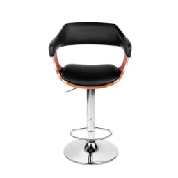 Black Leather Gas Lift Bar Stool with Armrest Adjustable Swivel Counter Chair