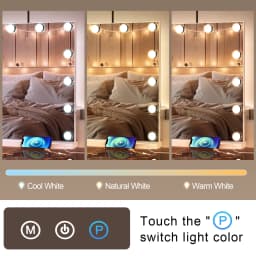 Hollywood Vanity Mirror with 14/17 LED Bulbs, 3 Color Dimmable, Touch Control, USB Charging, Tabletop Makeup Vanity Mirror