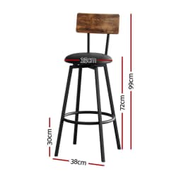 Set of 4 Industrial Upholstered Bar Stools Steel Frame Scratch Resistant Counter Chairs