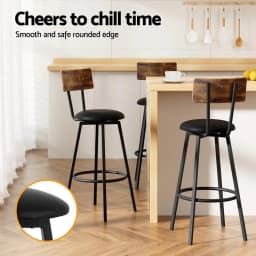 Set of 4 Industrial Upholstered Bar Stools Steel Frame Scratch Resistant Counter Chairs