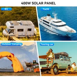 RVPOZWER 400W Rigid Solar Panel White Frame N-Type Monocrystalline Cells High Conversion Efficiency Waterproof PV Panel for Home Farm Outdoor Camping Off-Grid System Caravan