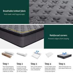 34cm King Size Luxury Pocket Spring Bed Mattress with Euro Top Comfort