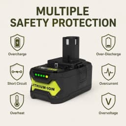 For RYOBI 18V High‑Performance Lithium Battery Low Self‑Discharge Fit All Power Tools Replace P104 P107 P108 P109