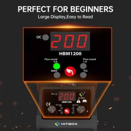 HITBOX HBM1200 3 IN 1 Gasless MIG Welder Inverter Welding Machine MIG/ARC/Lift TIG Semi-Automatic Portable No Gas Flux Core Welder for Home DIY Outdoor Repair