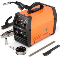 HITBOX HBM1200 3 IN 1 Gasless MIG Welder Inverter Welding Machine MIG/ARC/Lift TIG Semi-Automatic Portable No Gas Flux Core Welder for Home DIY Outdoor Repair