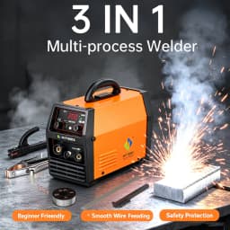 HITBOX HBM1200 3 IN 1 Gasless MIG Welder Inverter Welding Machine MIG/ARC/Lift TIG Semi-Automatic Portable No Gas Flux Core Welder for Home DIY Outdoor Repair