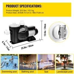 SucceBuy2.5HP Pool Pump Motor With Strainer Basket 1850W Water Pump Aquarium Swimming Pool Pump Circulation Pump Above In Ground