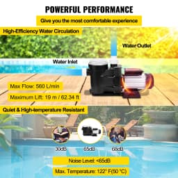 SucceBuy2.5HP Pool Pump Motor With Strainer Basket 1850W Water Pump Aquarium Swimming Pool Pump Circulation Pump Above In Ground