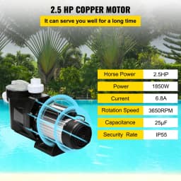 SucceBuy2.5HP Pool Pump Motor With Strainer Basket 1850W Water Pump Aquarium Swimming Pool Pump Circulation Pump Above In Ground