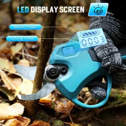 Jemi Tool brushless cordless electric pruning shears feature two cutting modes, suitable for gardening tree trimming and pot decoration. The sharp and sturdy blades can cut a maximum diameter of 30mm.