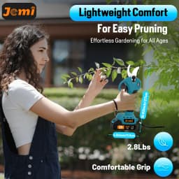 Jemi Tool brushless cordless electric pruning shears feature two cutting modes, suitable for gardening tree trimming and pot decoration. The sharp and sturdy blades can cut a maximum diameter of 30mm.