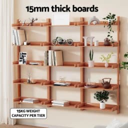 Bookshelf Floating Shelf Capiz Oak Wall Mounted Storage Display Shelf for Living Room Bedroom Home Decor