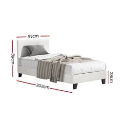 Single Size Boucle Upholstered Bed Frame Modern Soft Fabric Platform Bed for Bedroom Comfort Stylish Durable Design
