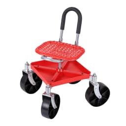 Garden Cart Seat Rolling Stool 360 Degree Swivel Height Adjustable Heavy Duty Red