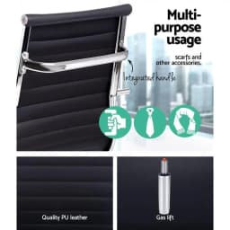 Office Chair Mid Back PU Leather Conference Chair Black Padded Ergonomic Swivel Desk Chair for Office Meeting Room Home Use