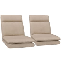 2X Fold Floor Chair Sofa Linen Beige Adjustable Backrest Living Room Lounger Cushion Seat Compact Portable Indoor Relaxation Chair