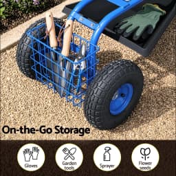 Garden Seat with Wheels 360 Degree Swivel Adjustable Height Heavy Duty Rolling Stool 150kg Capacity for Outdoor Use
